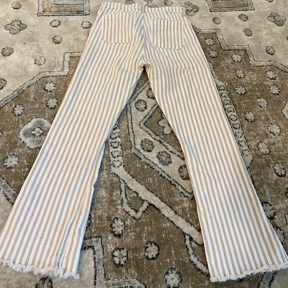 LOFT Striped Flare Jeans